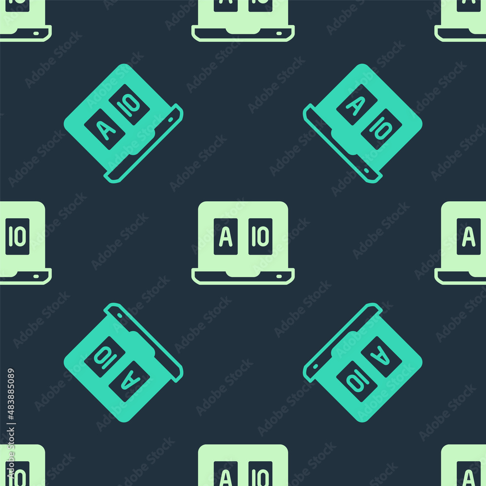 Green and beige Online poker table game icon isolated seamless pattern on blue background. Online casino. Vector Green and beige Online poker table game icon isolated seamless pattern on blue background. Online casino. Vector