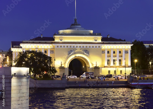 Spiridon Church of the Admiralty at night. Classicist architecture of the XIX century photo