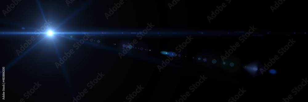 banner with bright blue star with rays