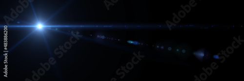 banner with bright blue star with rays