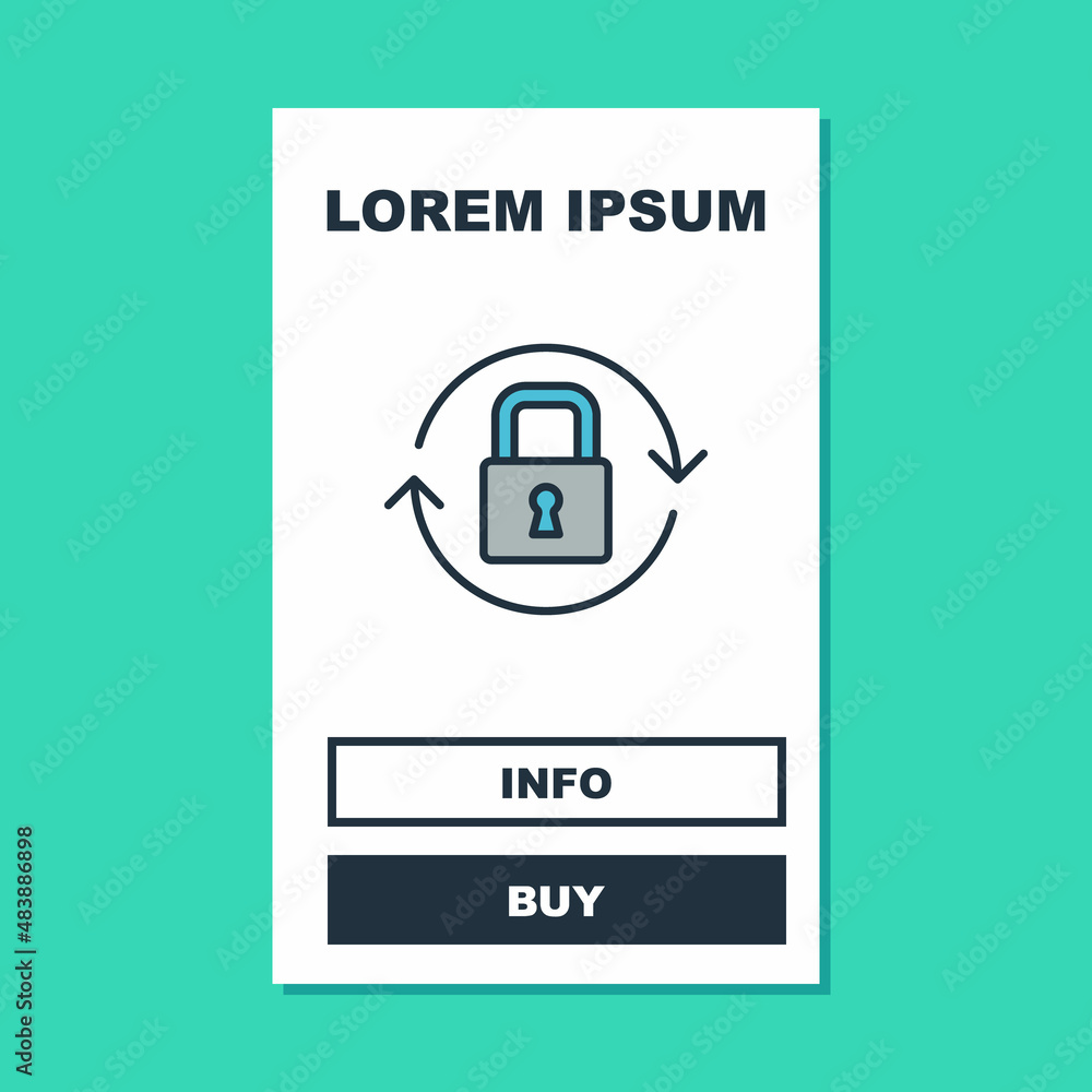 Filled outline Lock icon isolated on turquoise background. Padlock sign. Security, safety, protection, privacy concept. Vector Filled outline Lock icon isolated on turquoise background. Padlock sign. Security, safety, protection, privacy concept. Vector