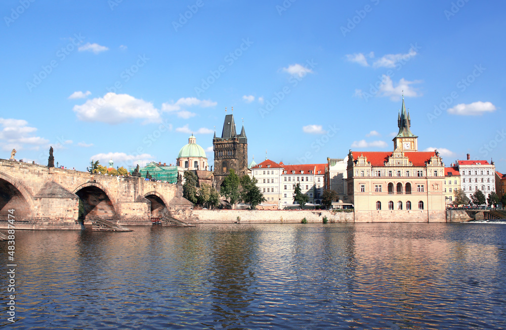Charles Bridge (Karluv Most) and Vltava river, Prague, Czech Republic