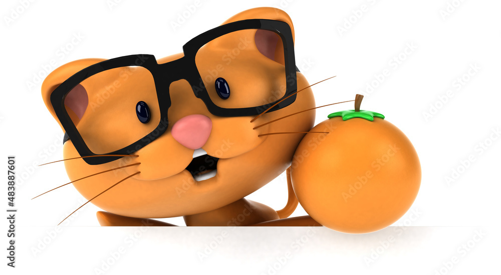 Naklejka premium Fun cat - 3D Illustration
