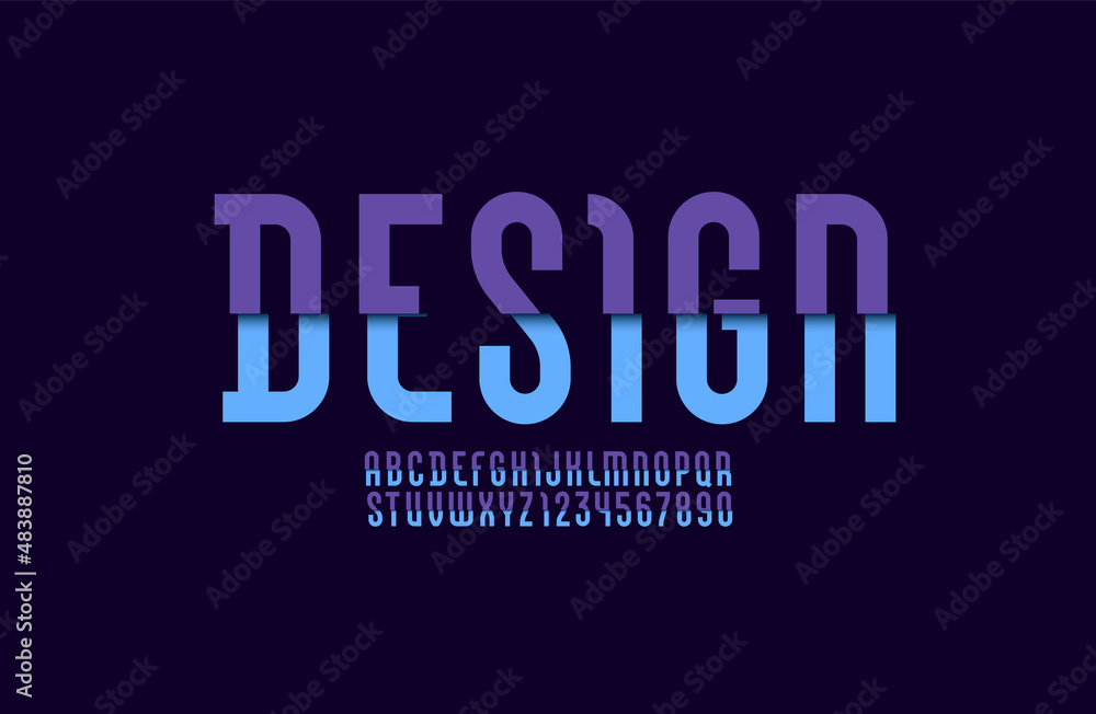 Constructive font, modern alphabet, trendy letters and numbers made of parts, vector illustration 10EPS