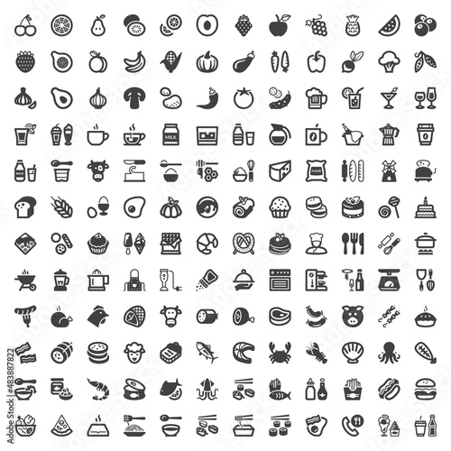 Food and drink flat icon set