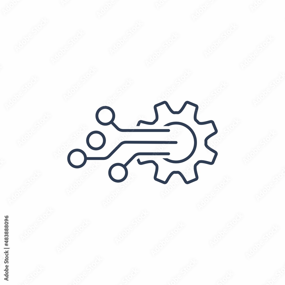 Process with an electronic component. Vector linear icon isolated on white background Process with an electronic component. Vector linear icon isolated on white background