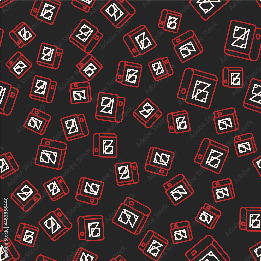 Line Book about geometry icon isolated seamless pattern on black background. Vector Line Book about geometry icon isolated seamless pattern on black background. Vector