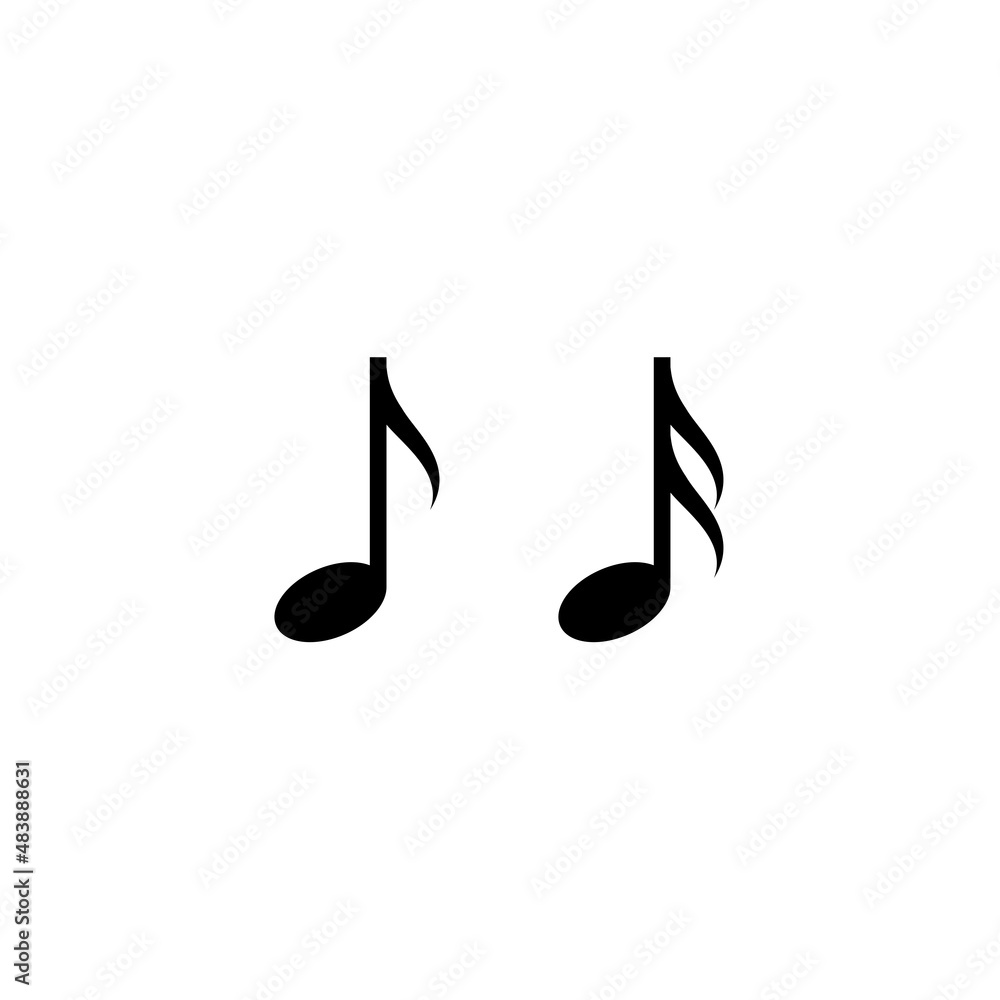 Music note icons set isolated on white. song, melody or tune, volume. Music note icons set isolated on white. song, melody or tune, volume.