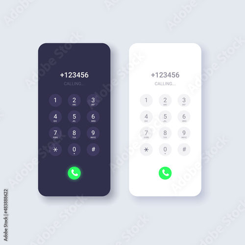 Smartphone user interface concept template. Phone display dialing design.