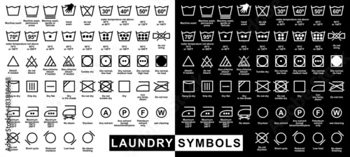 Icon set of laundry symbols