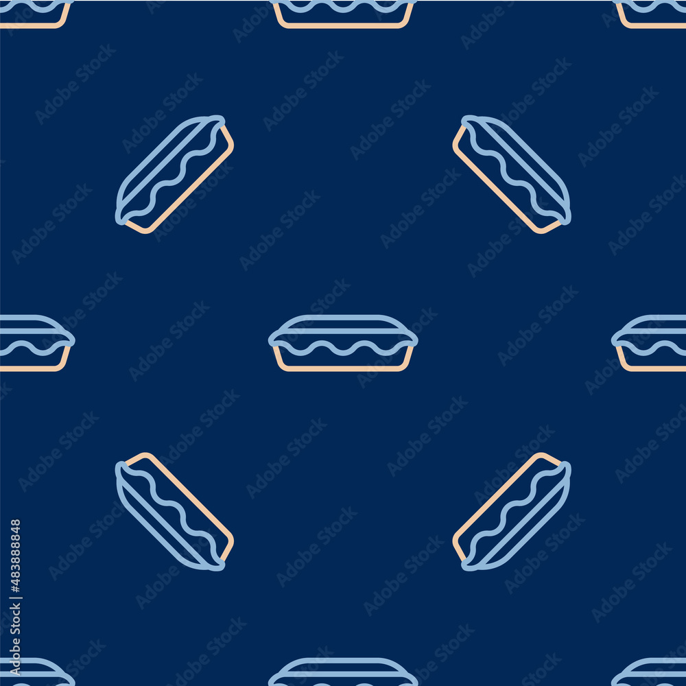 Line Homemade pie icon isolated seamless pattern on blue background. Vector Line Homemade pie icon isolated seamless pattern on blue background. Vector