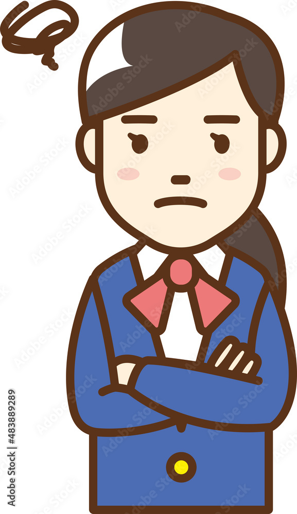 Illustration of a woman in uniform looking disappointed. Illustration of a woman in uniform looking disappointed.