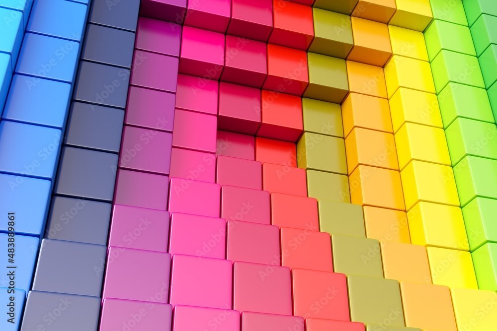 Fototapeta premium Colorful abstract background with boxes 3D illustration