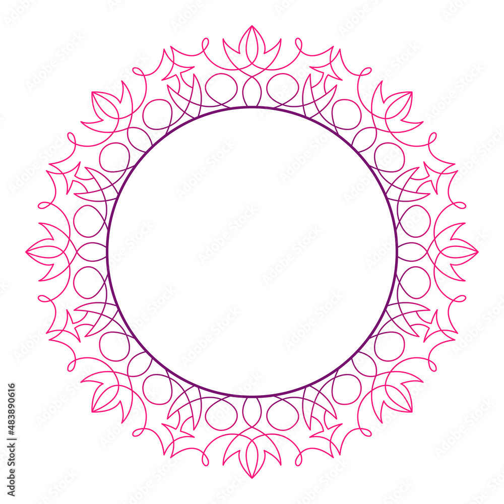 Circle frame in form of mandala. Pattern for Henna Mehndi or tattoo decoration. Decorative ornament in ethnic oriental style, vector illustration. Circle frame in form of mandala. Pattern for Henna Mehndi or tattoo decoration. Decorative ornament in ethnic oriental style, vector illustration.