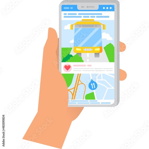 GPS app on mobile icon track bus option vector