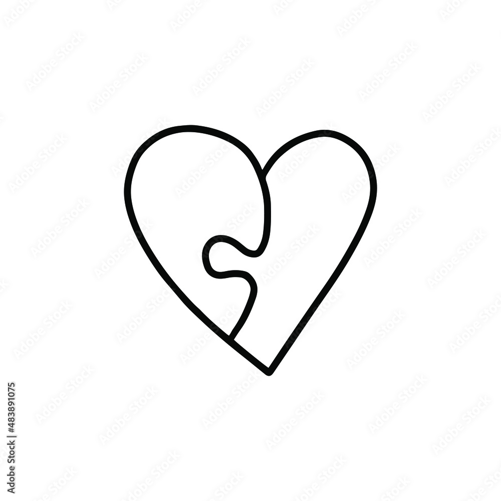 Linear heart puzzle shape. Vector illustration for your graphic design.