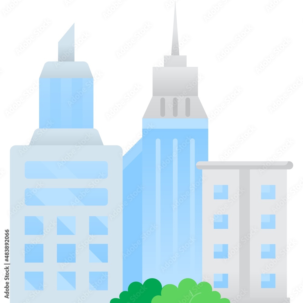 Fototapeta premium City building landscape icon vector flat town