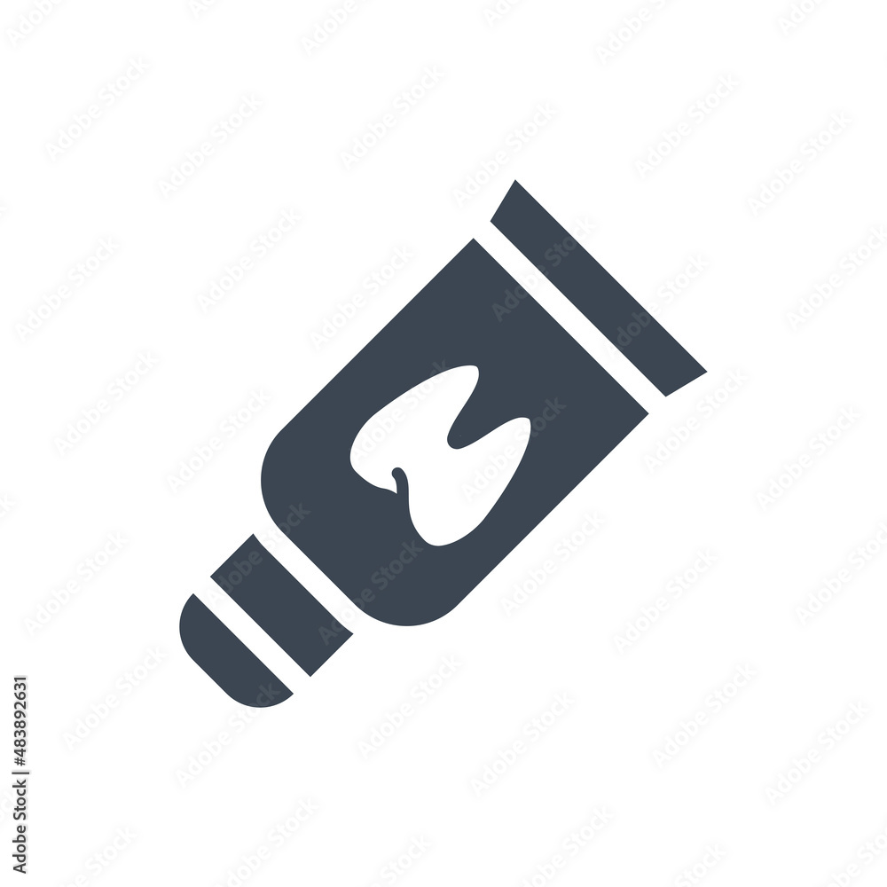 Tooth Paste Tube Related Vector Glyph Icon. Toothpaste Tube sign. Isolated on White Background Tooth Paste Tube Related Vector Glyph Icon. Toothpaste Tube sign. Isolated on White Background
