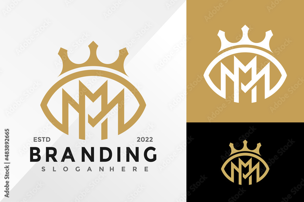 Letter MM Eye Crown Brand Identity Logo Design Vector illustration template  Stock Vector