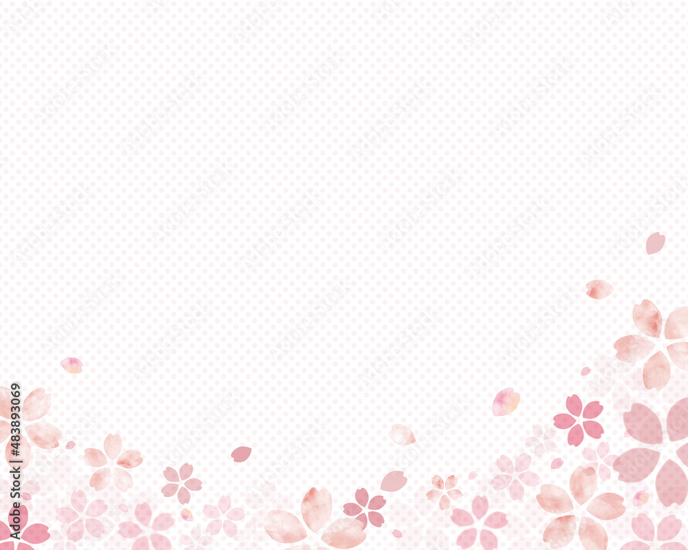 手書き 水彩 桜 背景 ドット入り背景 手書き 水彩 桜 背景 ドット入り背景