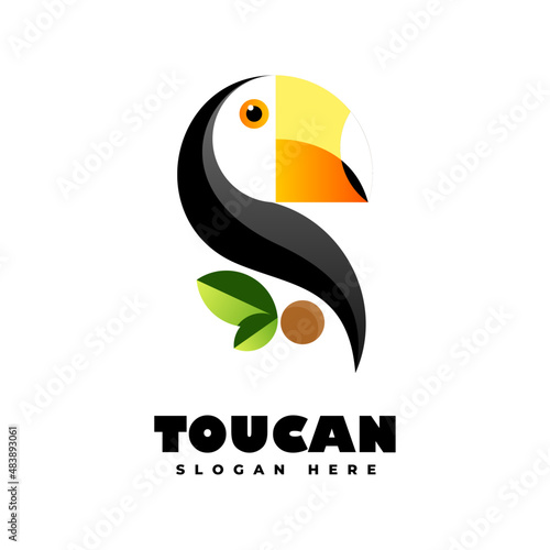 Vector Logo Illustration Toucan Gradient Colorful Style.