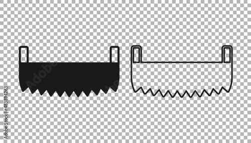 Black Two-handed saw icon isolated on transparent background. Vector