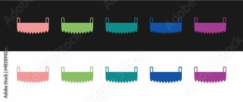 Set Two-handed saw icon isolated on black and white background. Vector