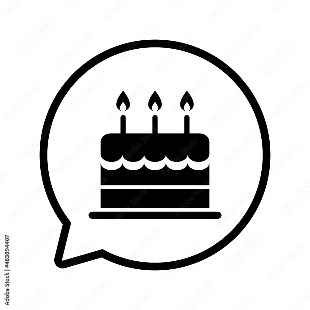 chat bubble with birthday cake icon vector chat bubble with birthday cake icon vector