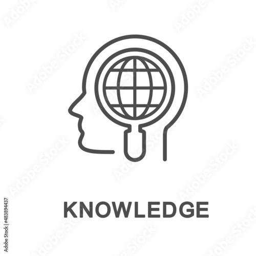 Icon – knowledge. Acquisition of knowledge about the phenomena and patterns of the surrounding world. The thin contour lines.