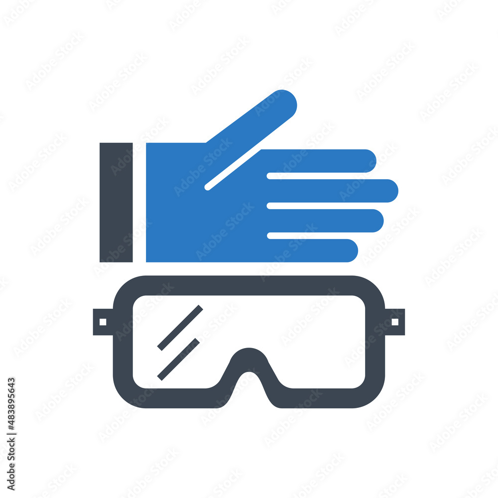 Protective clothing related vector glyph icon. Glove and safety glasses. Protective clothing sign. Isolated on white background. Editable vector illustration Protective clothing related vector glyph icon. Glove and safety glasses. Protective clothing sign. Isolated on white background. Editable vector illustration