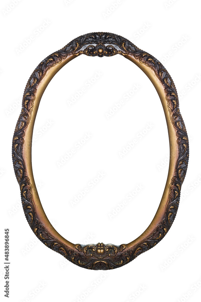 old oval frame isolated on a white background. vintage frame old oval frame isolated on a white background. vintage frame