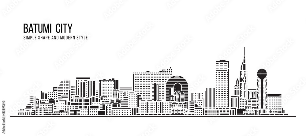 Cityscape Building Abstract Simple shape and modern style art Vector design - Batumi city