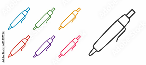 Set line Pen icon isolated on white background. Set icons colorful. Vector