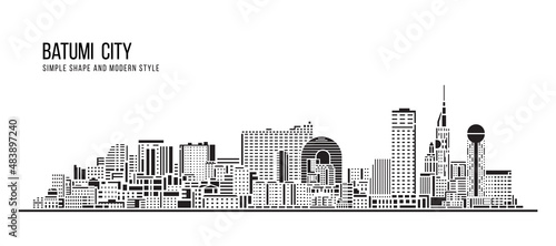 Cityscape Building Abstract Simple shape and modern style art Vector design - Batumi city