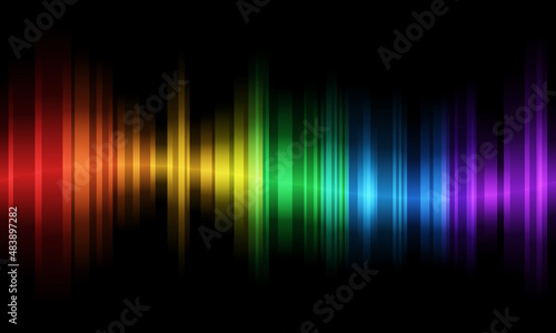 abstract sine wave with rainbow color motion light are overlap on dark background vector Design