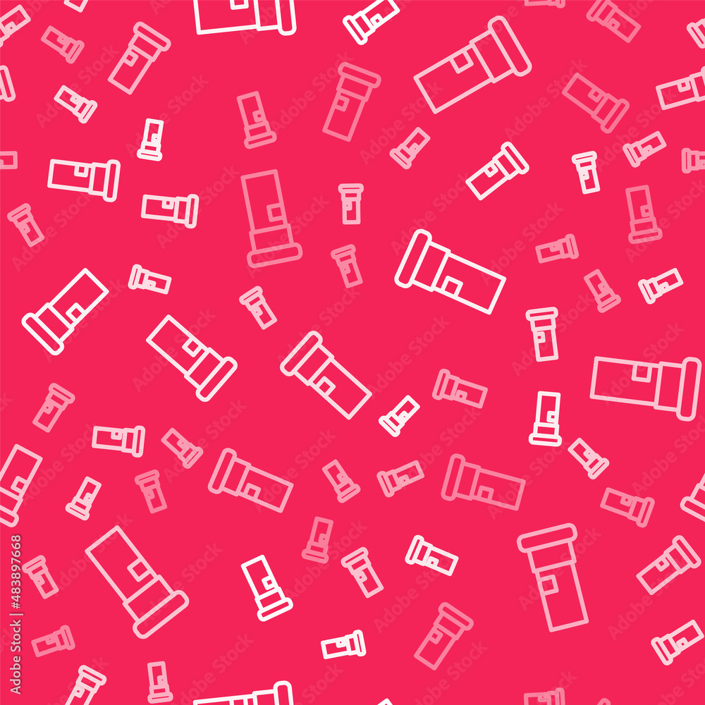 White line Cartridges icon isolated seamless pattern on red background. Shotgun hunting firearms cartridge. Hunt rifle bullet icon. Vector White line Cartridges icon isolated seamless pattern on red background. Shotgun hunting firearms cartridge. Hunt rifle bullet icon. Vector