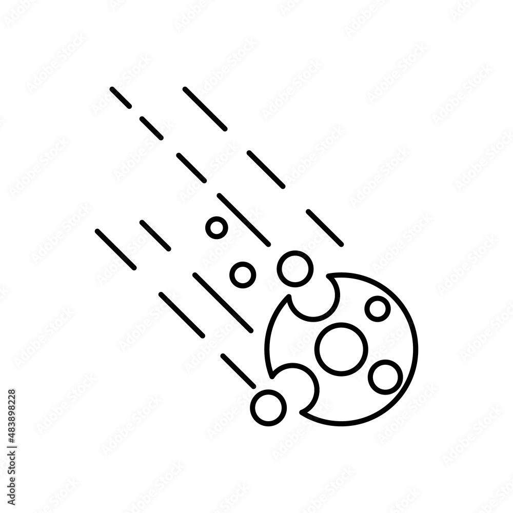 Meteor or asteroid line vector icon from Disaster icon pack Meteor or asteroid line vector icon from Disaster icon pack