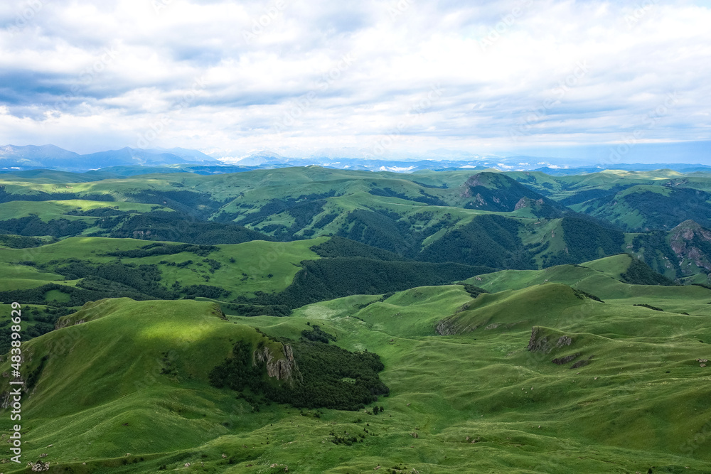 View of the mountains and the Bermamyt plateau in the Karachay-Cherkess Republic, Russia. View of the mountains and the Bermamyt plateau in the Karachay-Cherkess Republic, Russia.