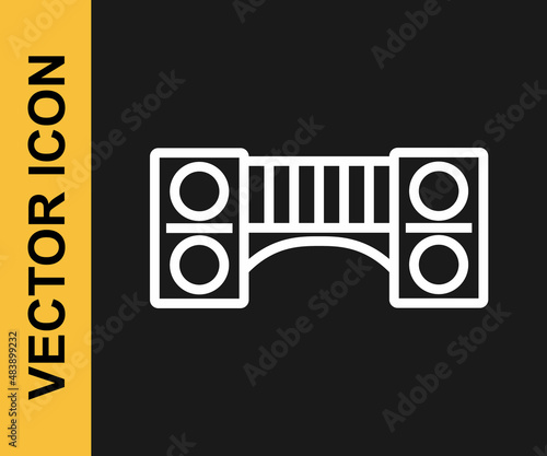 White line Playground kids bridge icon isolated on black background. Vector