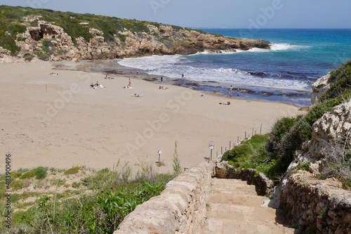 View of Calamosche beach with white sand and turquoise clear water in Riserva Naturale Oasi Faunistica di Vendicari, province Syracuse, Sicily, Italy. photo