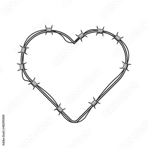 Retro-style barb heart  pattern frame vector illustration