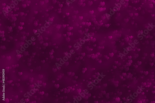 Abstract dark purple valentine background with hearts