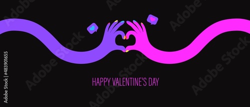 Valentines day illustration with two hands.