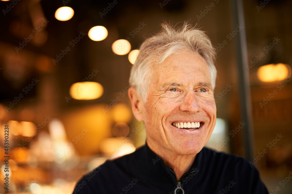 Smiling senior man in cafe Smiling senior man in cafe