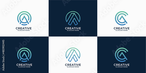 Set of creative monogram initial letter A