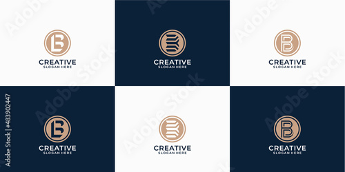 Set of creative monogram initial letter B