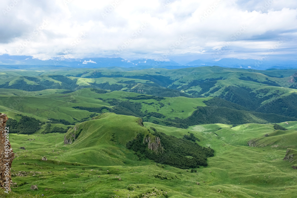 View of the mountains and the Bermamyt plateau in the Karachay-Cherkess Republic, Russia. View of the mountains and the Bermamyt plateau in the Karachay-Cherkess Republic, Russia.