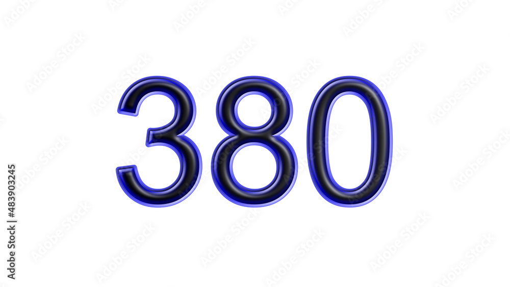 blue 380 number 3d effect white background blue 380 number 3d effect white background
