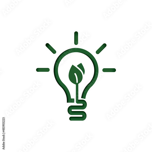 Creative abstract green bulb leaf, icon, vector.