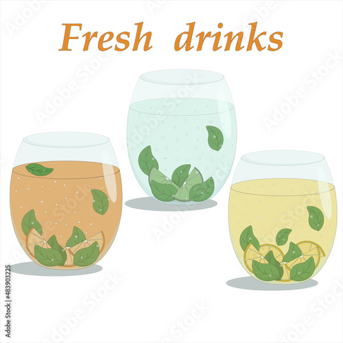 glasses of carbonated drinks